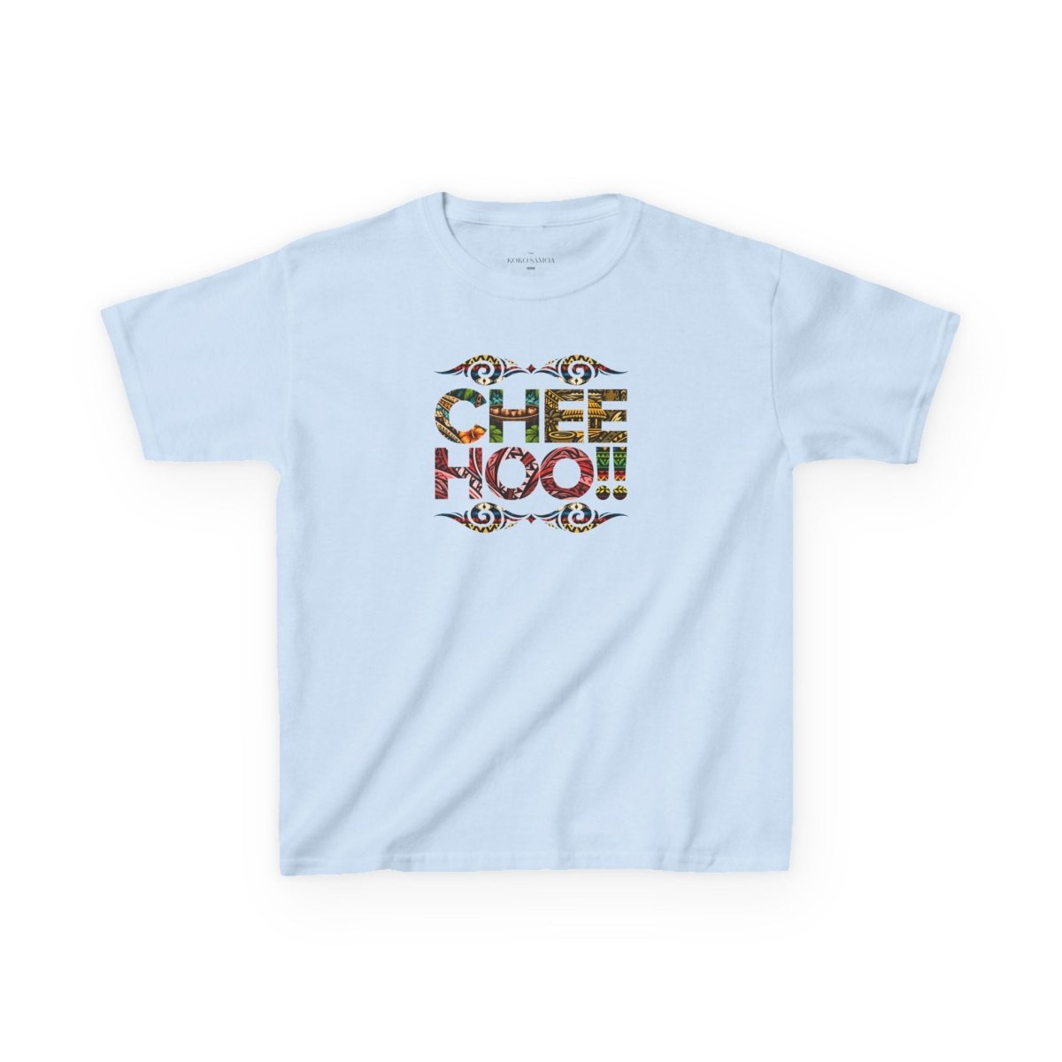 Kids unisex CHEEHOO! tee by The Print Bar, featuring colorful print on a comfortable kids' t-shirt.