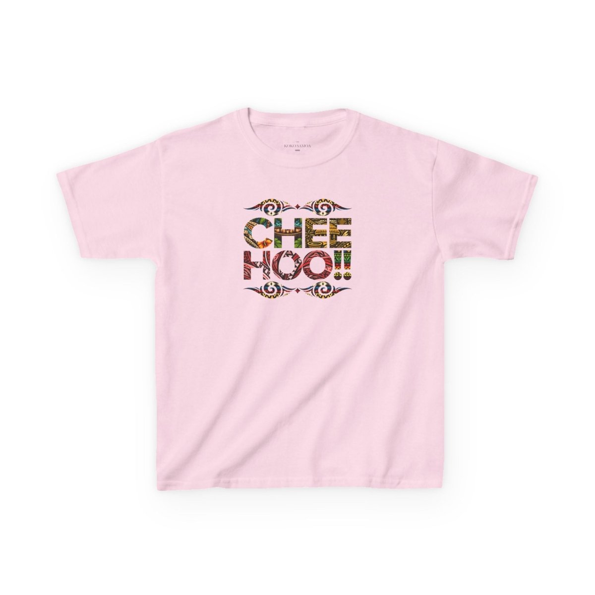 Kids unisex tee by The Print Bar featuring a cheerful Cheehoo!! design, perfect for kids' casual wear.