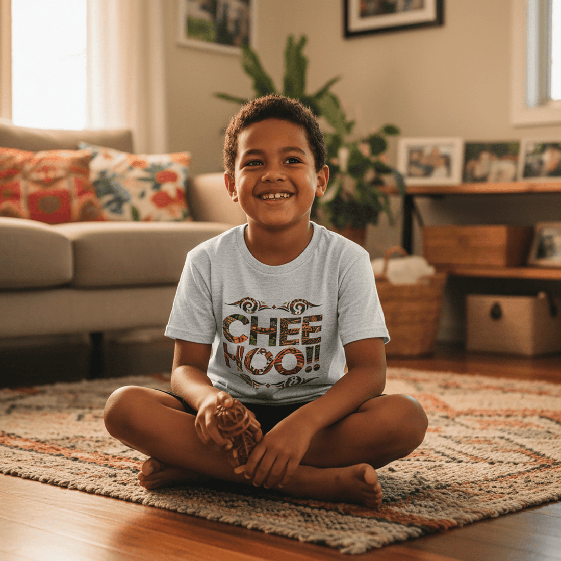 Kids unisex CHEEHOO! T-shirt by The Print Bar featuring colorful fun design, perfect for kids' casual wear.