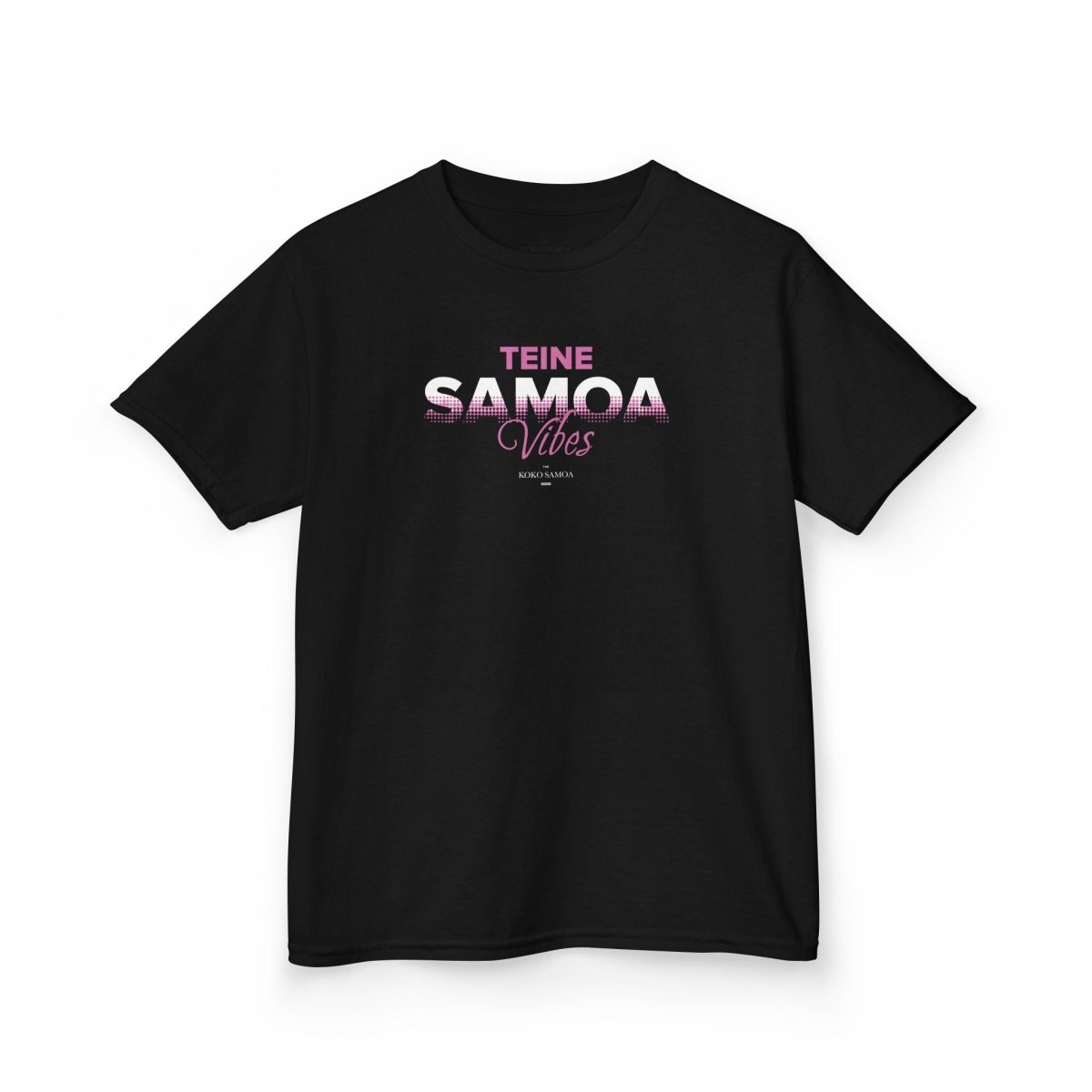 Kids unisex Tee featuring Teine Samoa Vibes design by The Print Bar, showcasing colorful Polynesian-inspired artwork.