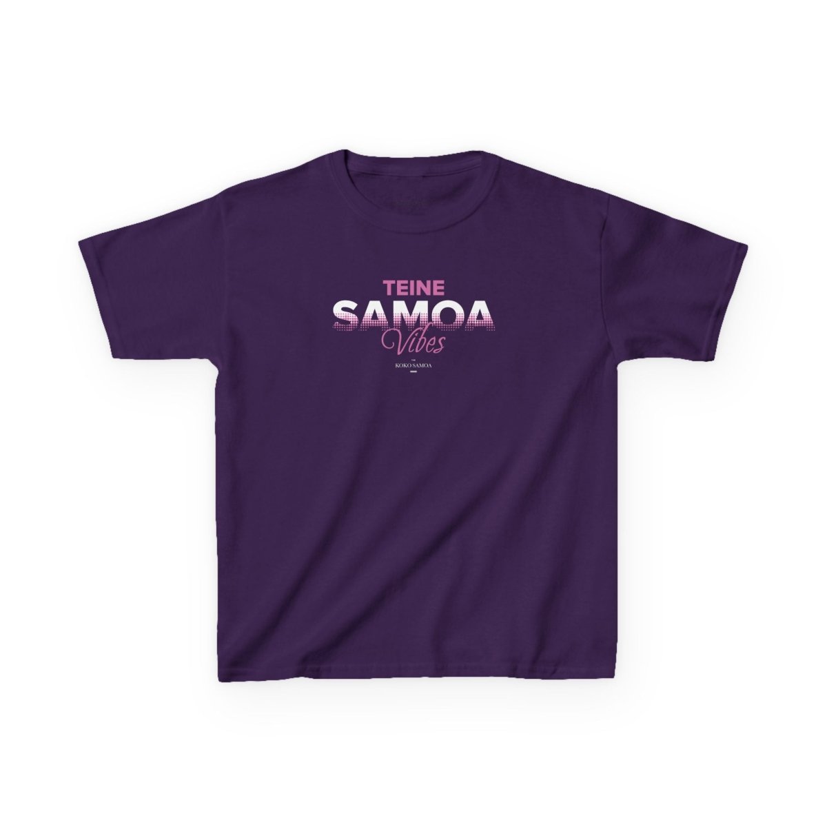 Kids unisex Tee featuring Teine Samoa Vibes design by The Print Bar, showcasing colorful Samoa-inspired artwork for children.