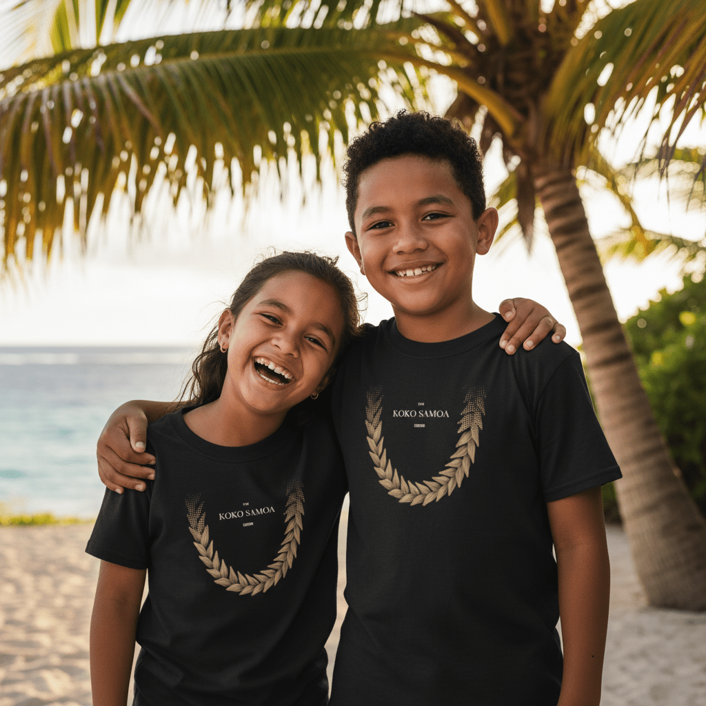 Kids unisex Ula Fala brown tee by The Print Bar, featuring a comfortable cotton design for kids' casual wear.