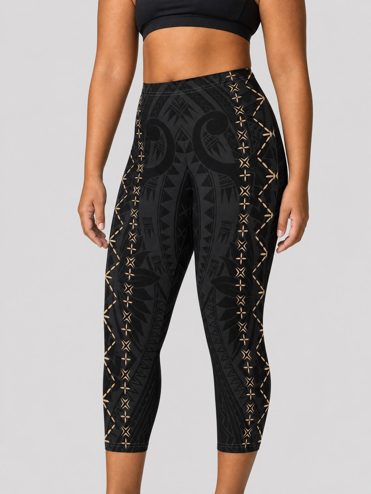 Casual Capri Leggings - Malu on a light grey studio background