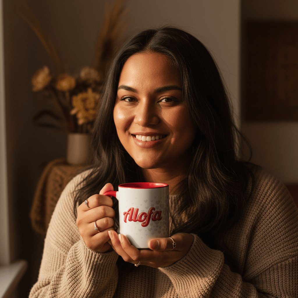 LimaLuxe™ 11oz Mug featuring the Alofa design with Samoan Koko artwork, made by Imagine Your Photos.