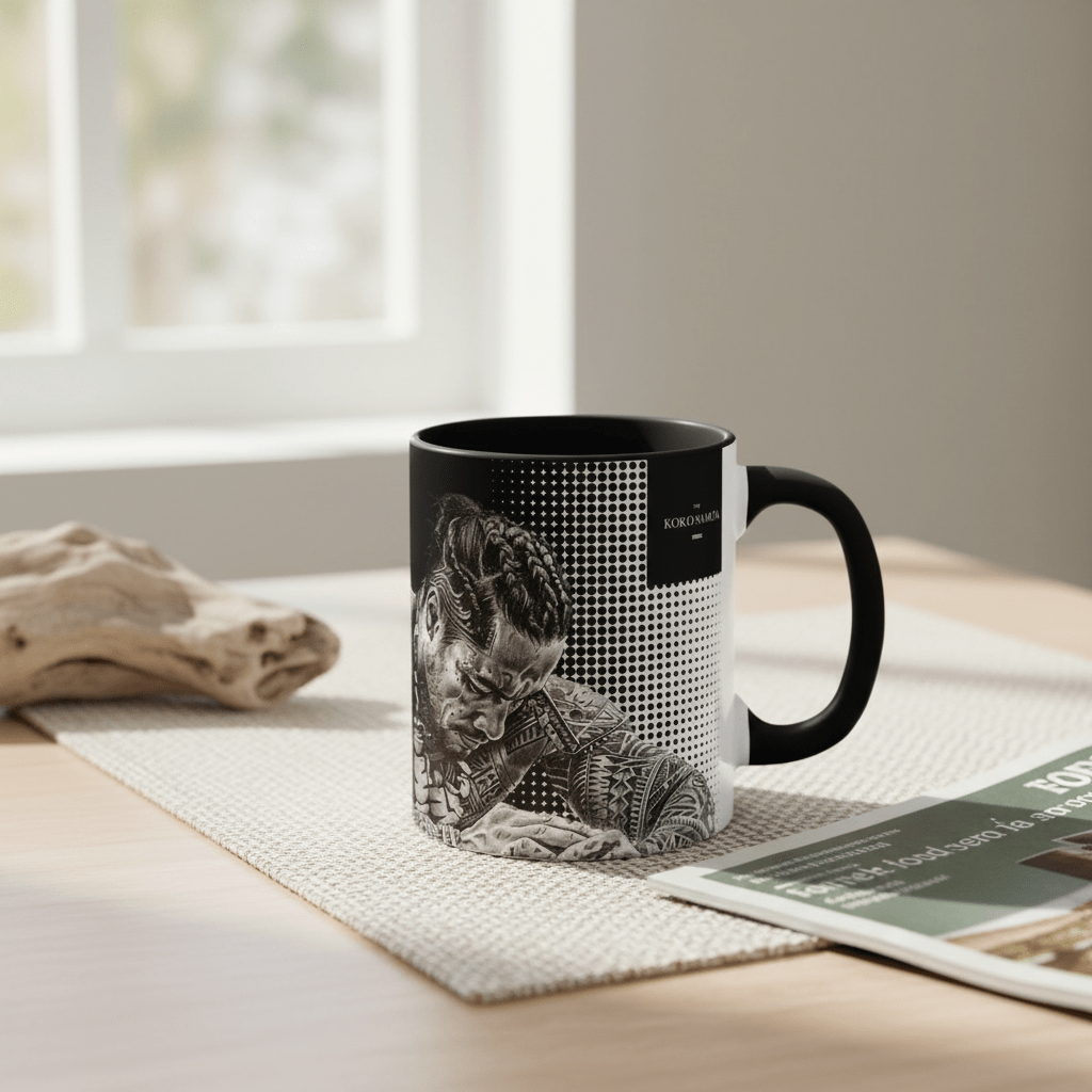 LimaLuxe™ 11oz Toa mug featuring tropical design, white ceramic, and "USA" branding, suitable for hot beverages.