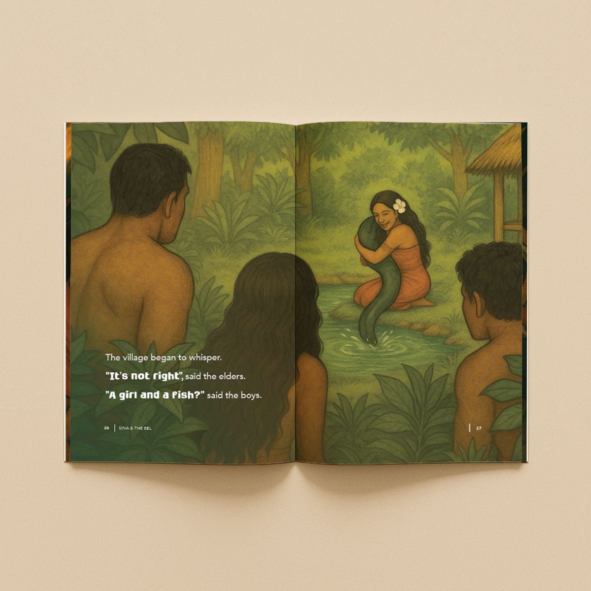 Softcover book titled "Sina & The Eel" by Lulu Direct, featuring a colorful cover illustration.