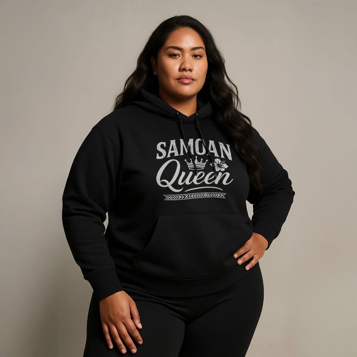 Dark heather IslandHeavy™ hoodie in plus sizes 2XL-5XL featuring Samoan Queen graphic, by The Print Bar.