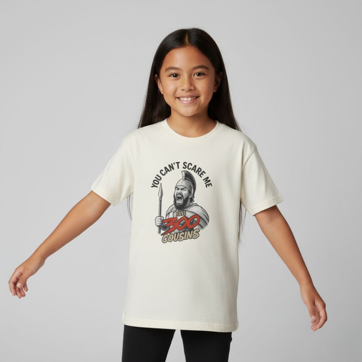 Kids unisex red t-shirt by The Print Bar featuring a monster digital print for 300 cousins, perfect for kids' casual wear.