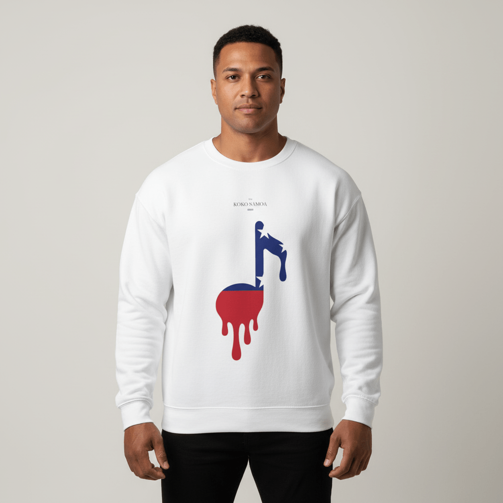 Unisex heavy sweatshirt with Samoan note design in ash color, personalized for USA.