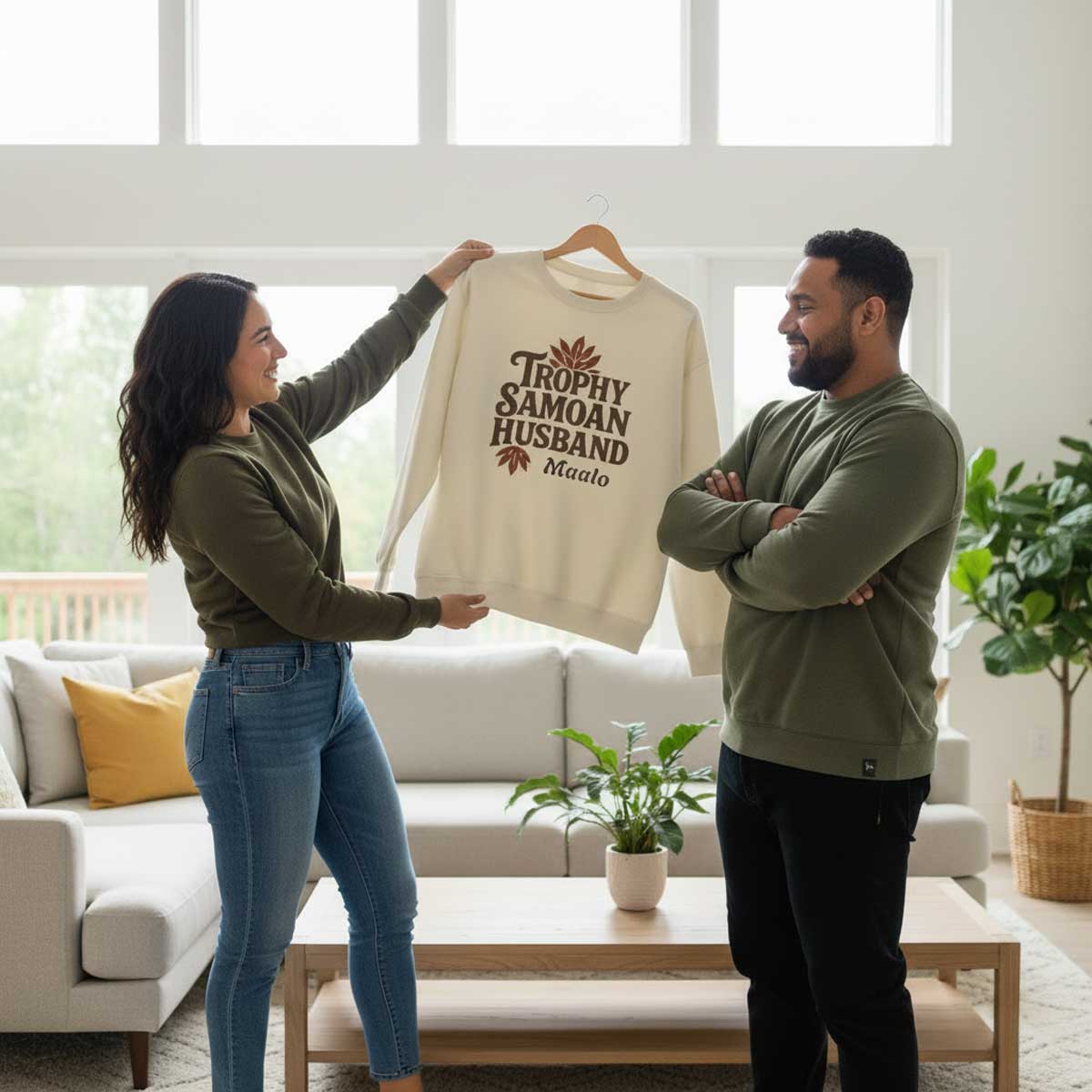 Unisex Heavy Sweatshirt - Trophy Samoan Husband - Personalised - AU/NZ