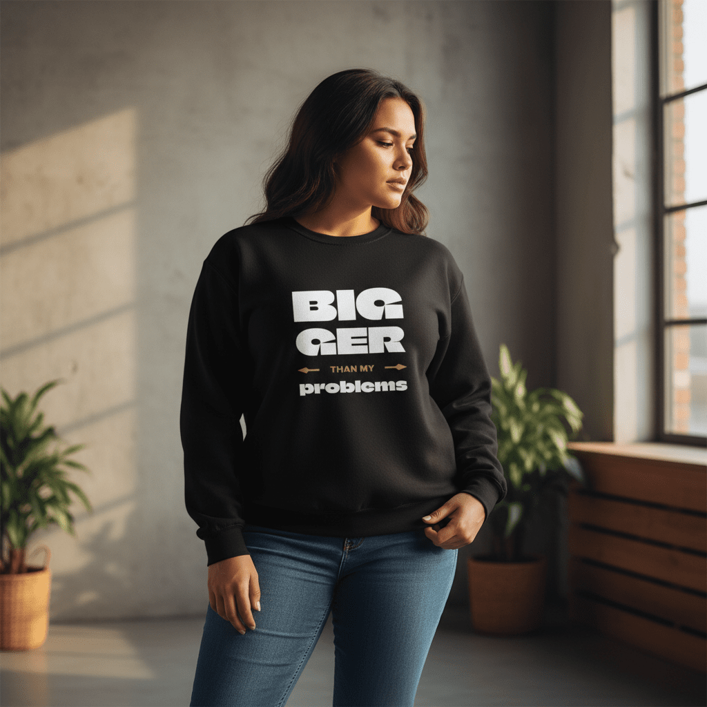 Unisex Heavy Sweatshirt - Bigger Than Problems - Personalized - USA - The Koko Samoa