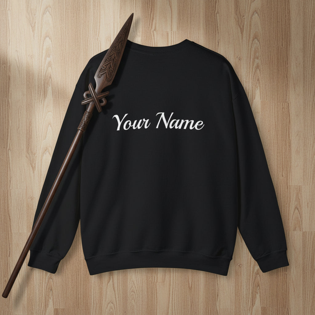 Unisex heavy sweatshirt featuring a monster digital design in dark heather, Warrior by Choice branding,.