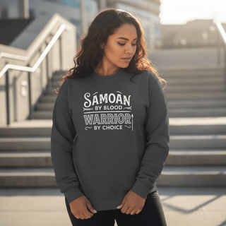 Unisex heavy sweatshirt featuring a monster digital print in dark heather, branded, Warrior by Choice design.