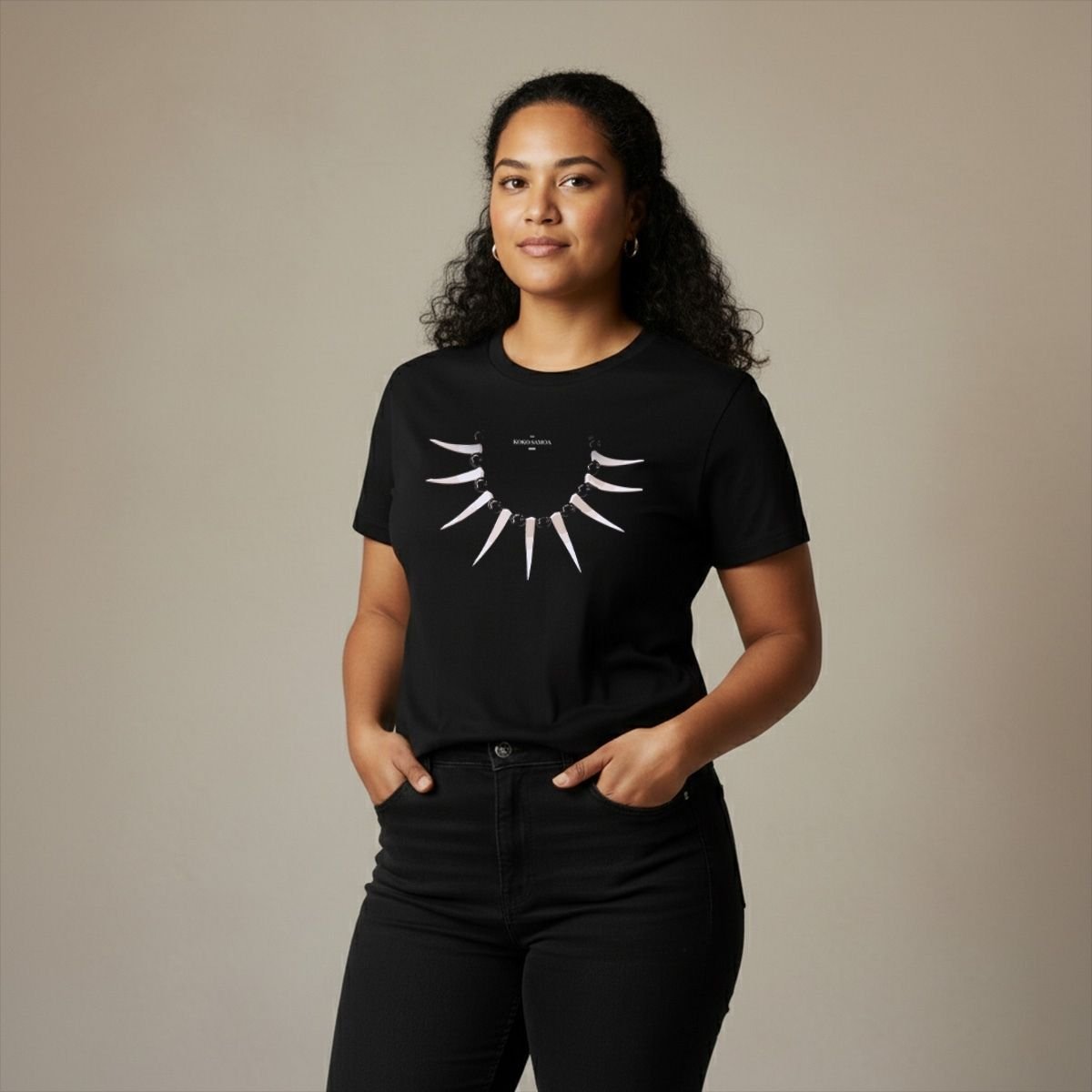 Black unisex heavy T-shirt by Monster Digital featuring Ula Nifo design, made in the USA.