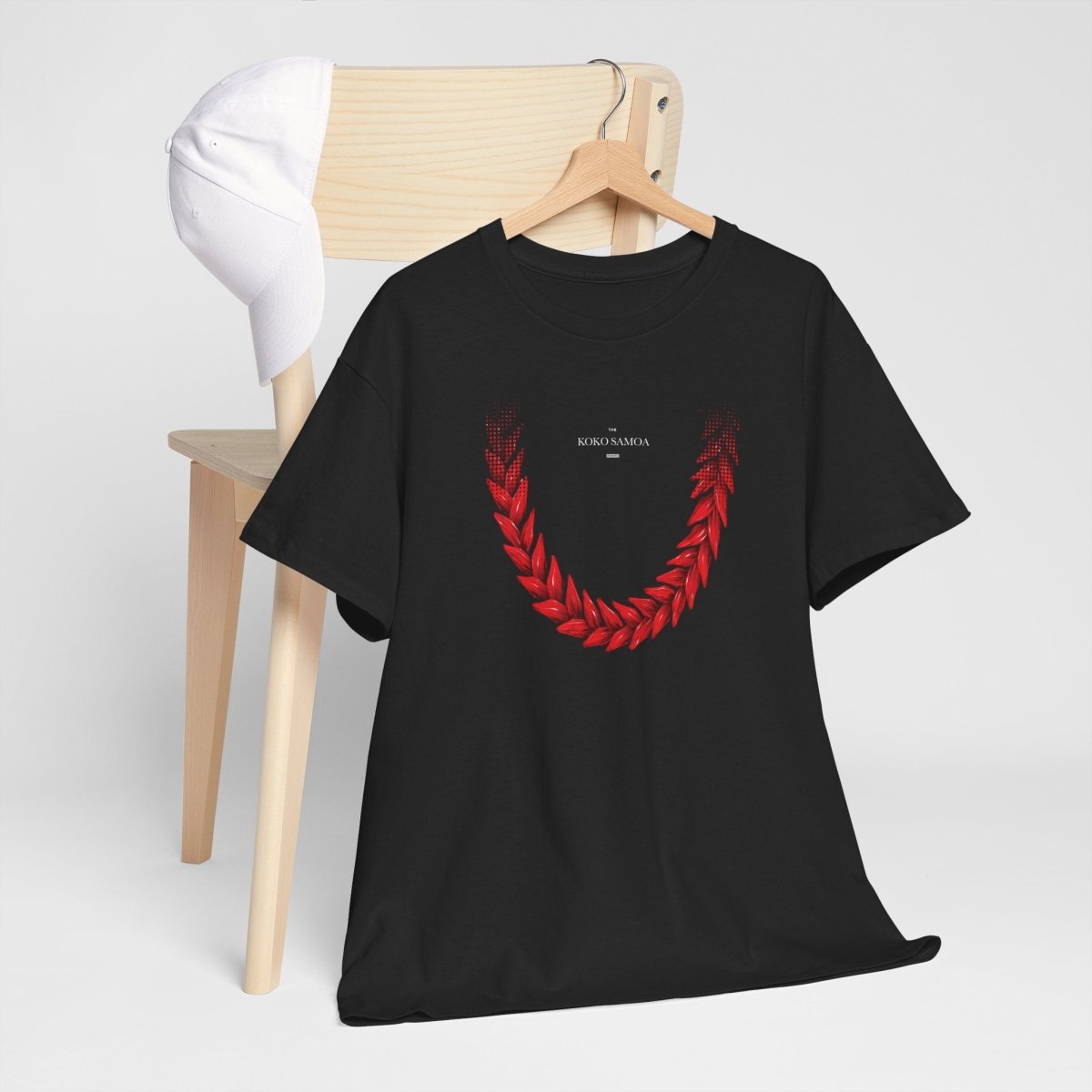 White Monster Digital unisex heavy tee featuring Ula Fala design, made in the USA, casual and comfortable unisex T-shirt.