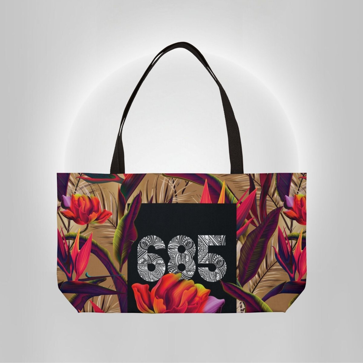 MWW on Demand Tote Weekender Bag 685 Paradise in vibrant print, large 24x13 inches, ideal for travel and weekend trips
