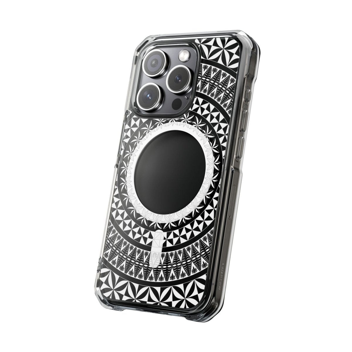 PasifikaOne MagSafe clear phone case featuring Tongan design, compatible with AU, NZ, and USA devices.