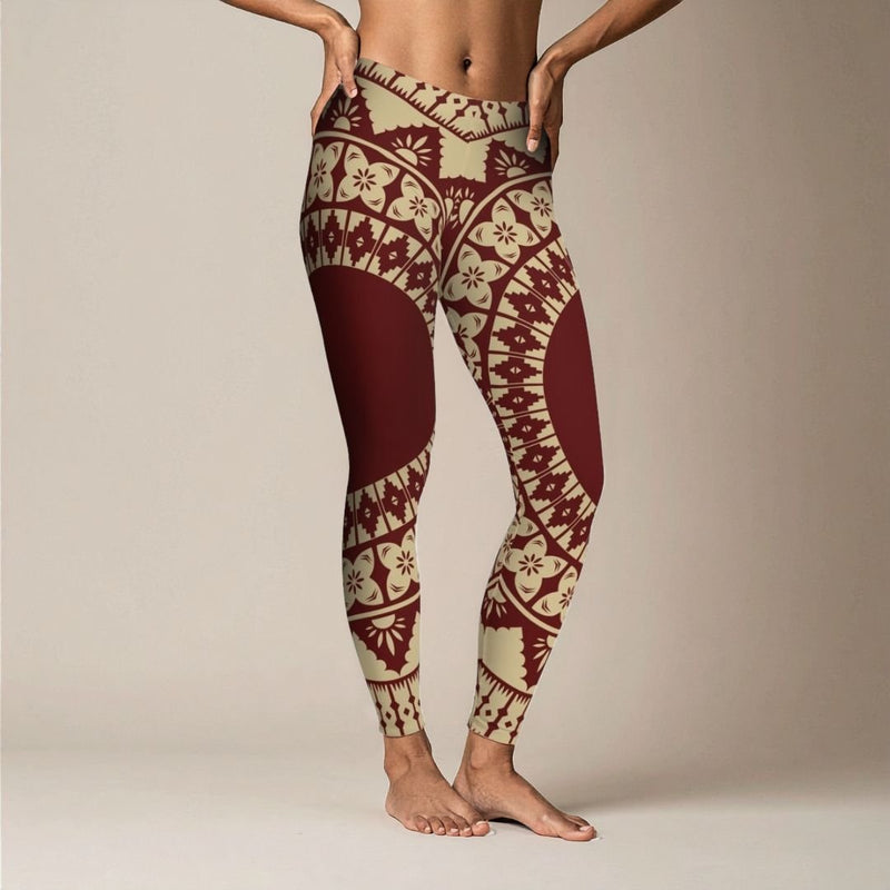 PasifikaOne Mid - Rise Leggings - Fiji Red - AU/NZ/USA - The Koko Samoa