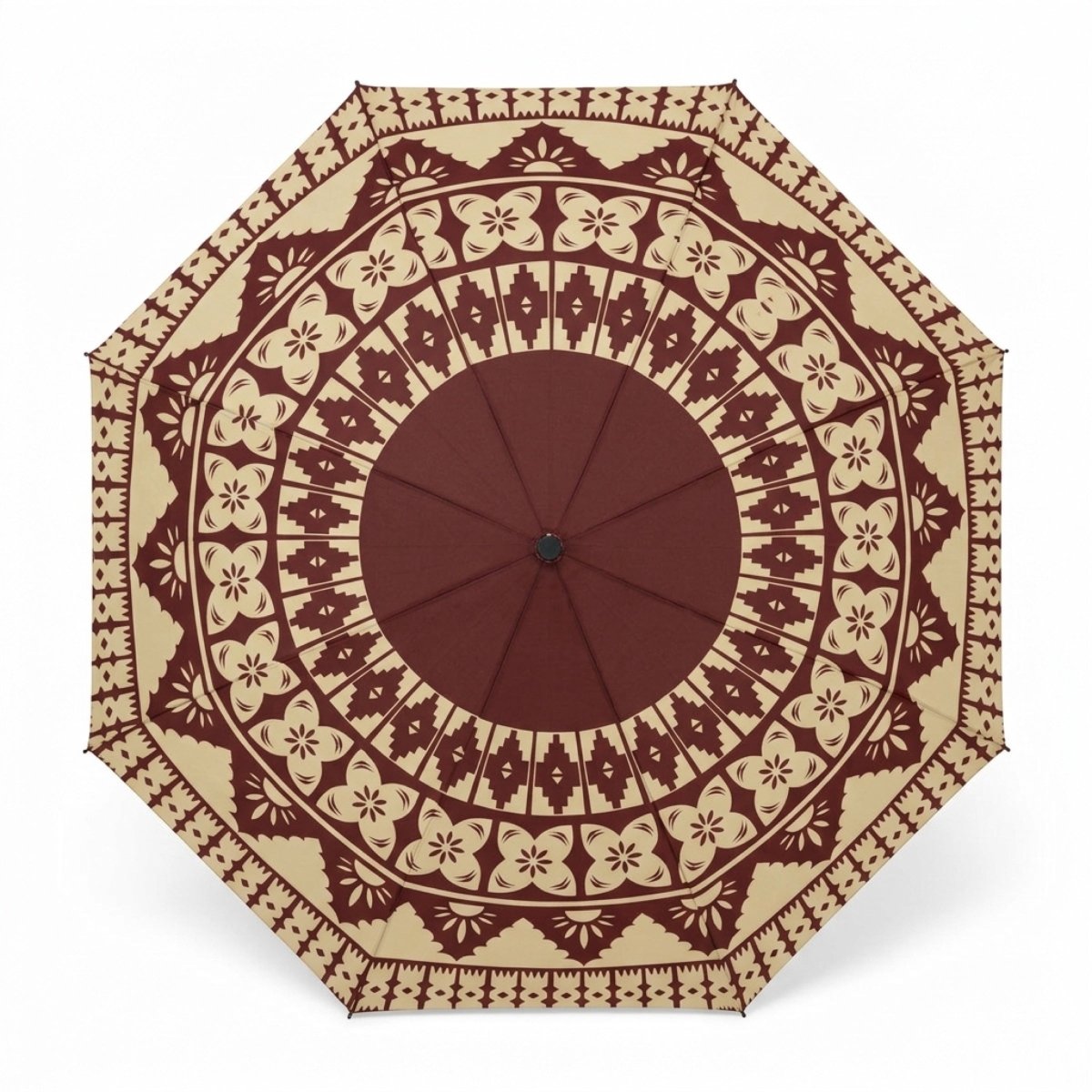 PasifikaOne umbrella in Fiji Red, 48-inch (122cm), with vibrant Polynesian patterns, designed as a stylish accessories piece.