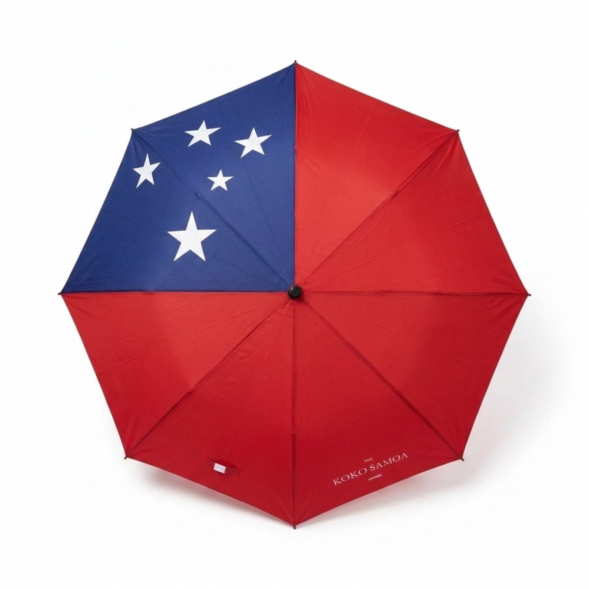 Artsadd PasifikaOne Samoan Flag umbrella open, 48-inch size, featuring vibrant Samoan flag design and sturdy canopy.
