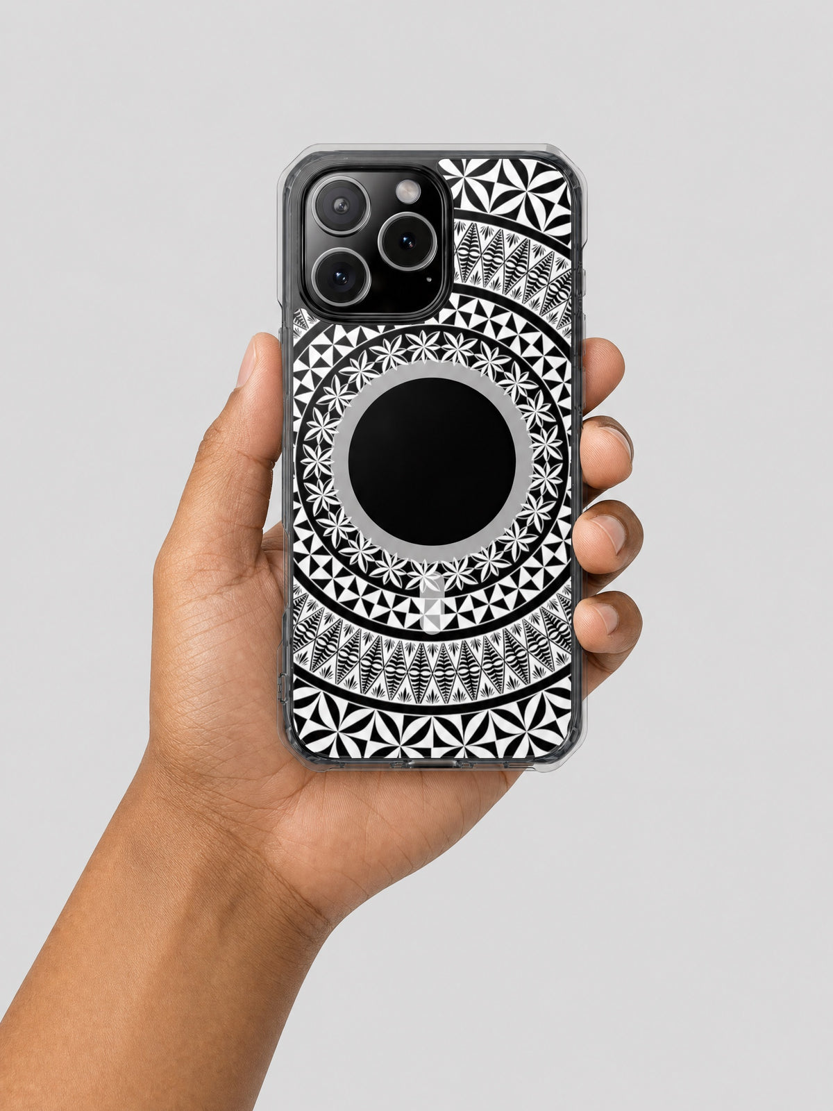 PasifikaOne MagSafe Phone Clear Case - Tongan on a light grey studio background
