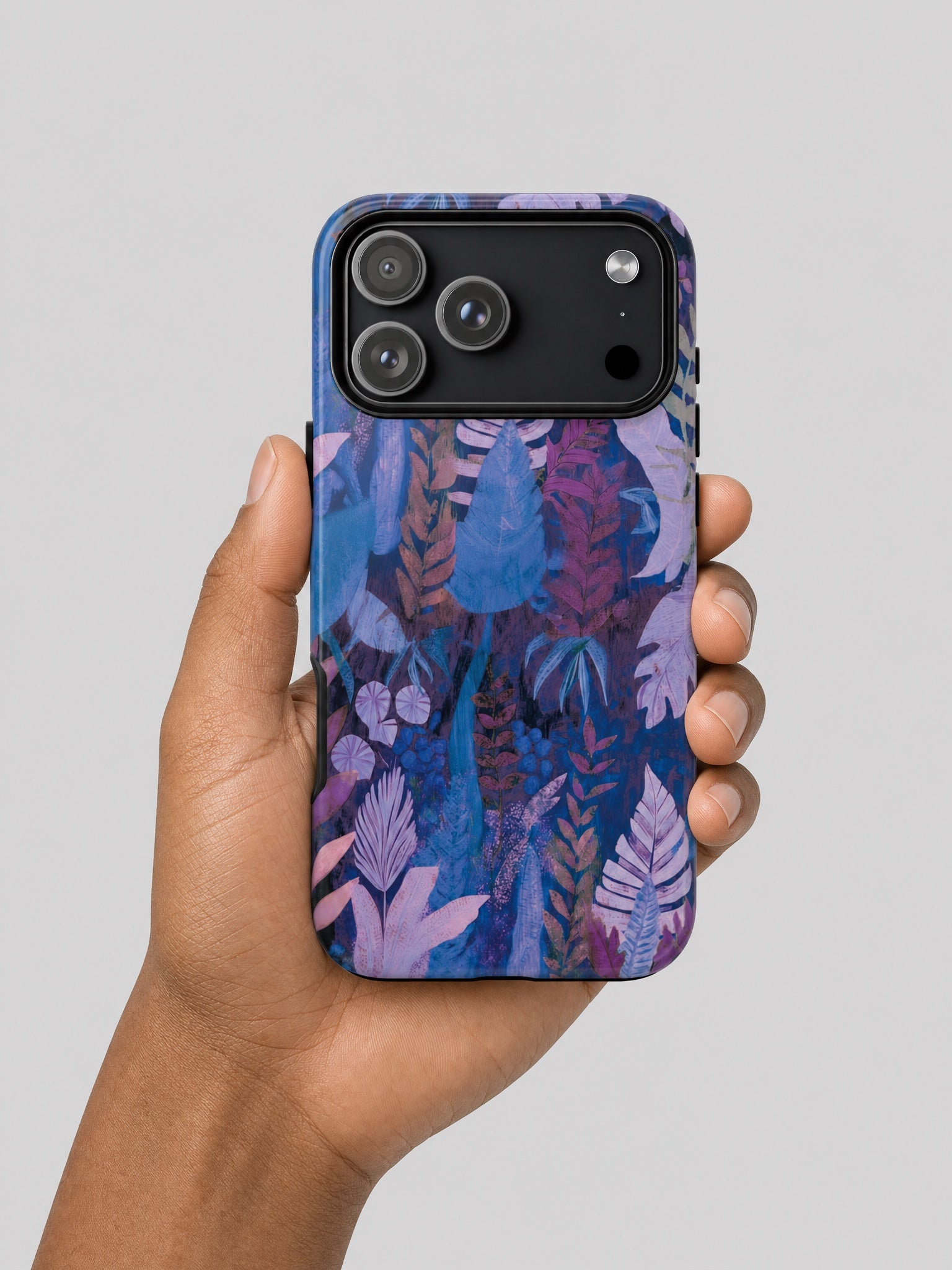 Tough Phone Case - Lavender Palms on a light grey studio background