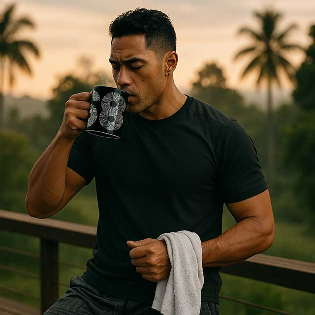 Black LimaLuxe™ 325ml mug, featuring a sleek ceramic design ideal for hot beverages.