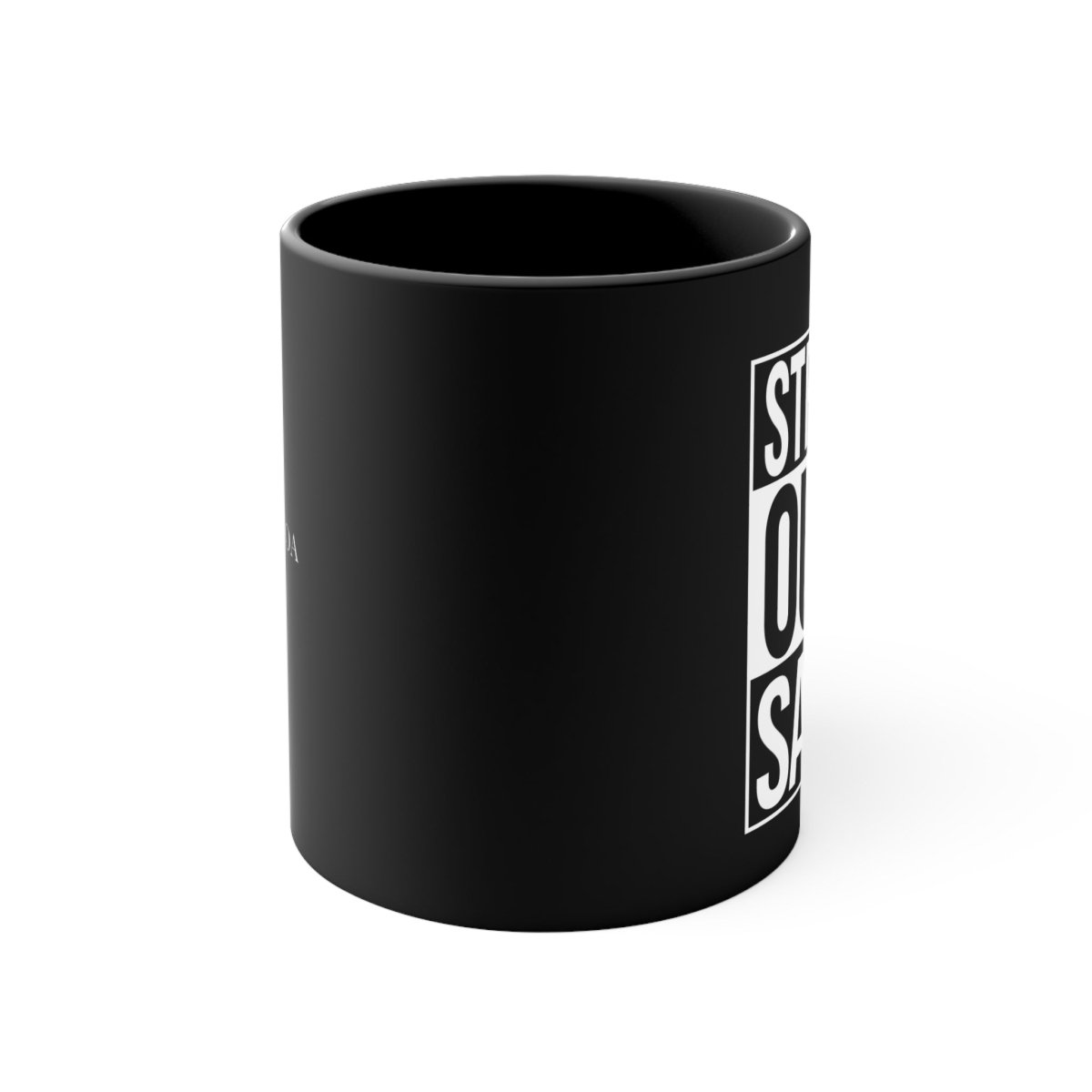 Black LimaLuxe™ 325ml mug featuring "Straight Outta Samoa" design by Prima Printing, ideal for hot beverages.
