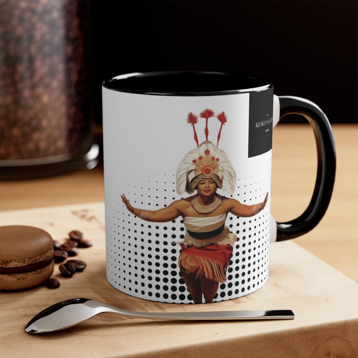Black LimaLuxe™ 325ml Taupou mug, featuring a sleek design and comfortable handle.