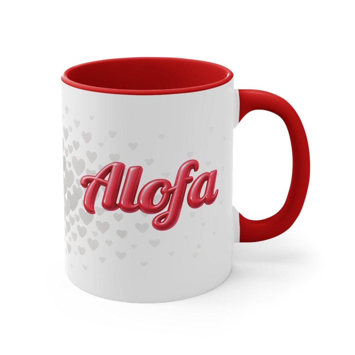Pink LimaLuxe™ 325ml mug by Prima Printing with Alofa design, featuring a stylish ceramic mug for hot beverages.