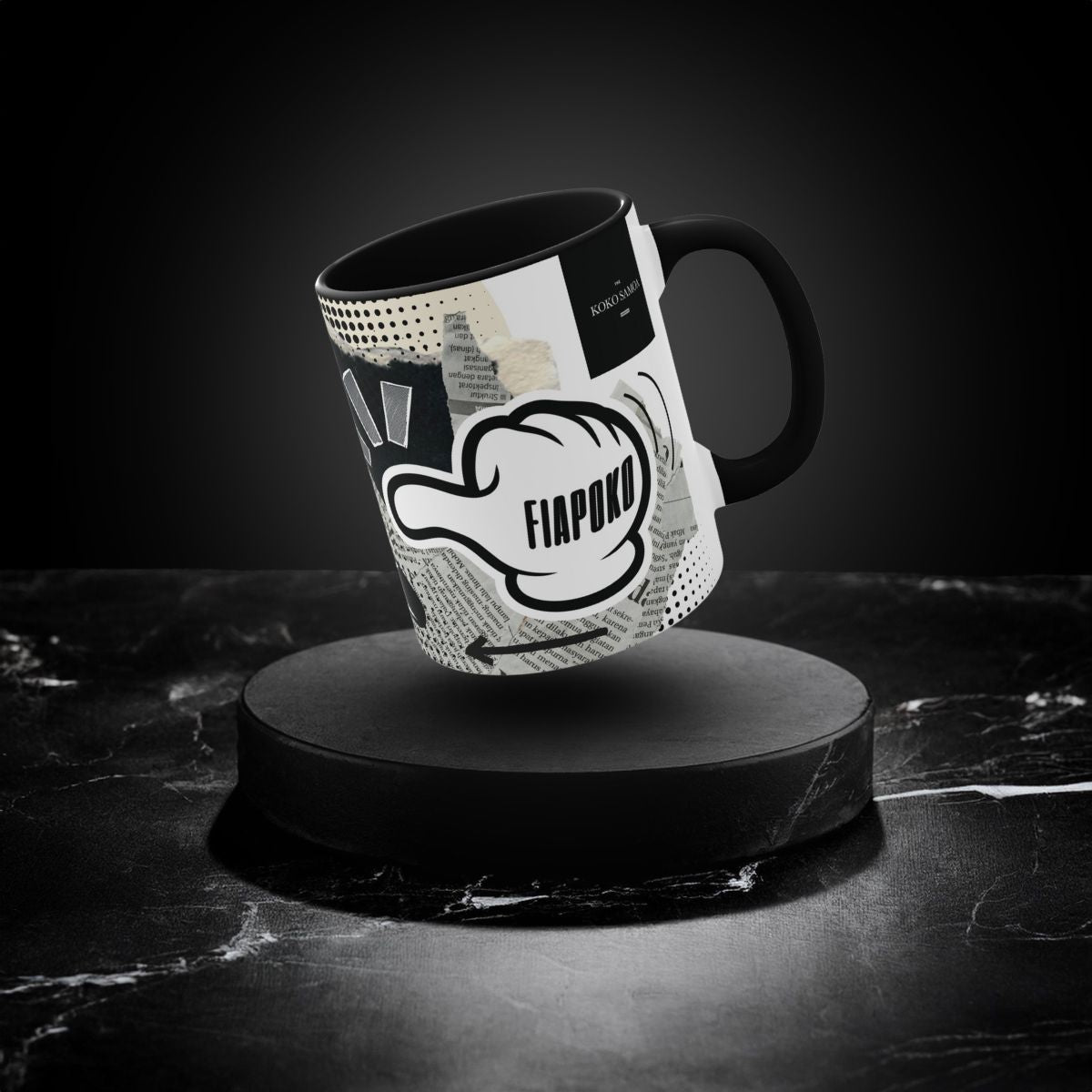 Black LimaLuxe™ 325ml mug by Prima Printing featuring "Look At Fiapoko" design, ideal for AU/NZ customers.