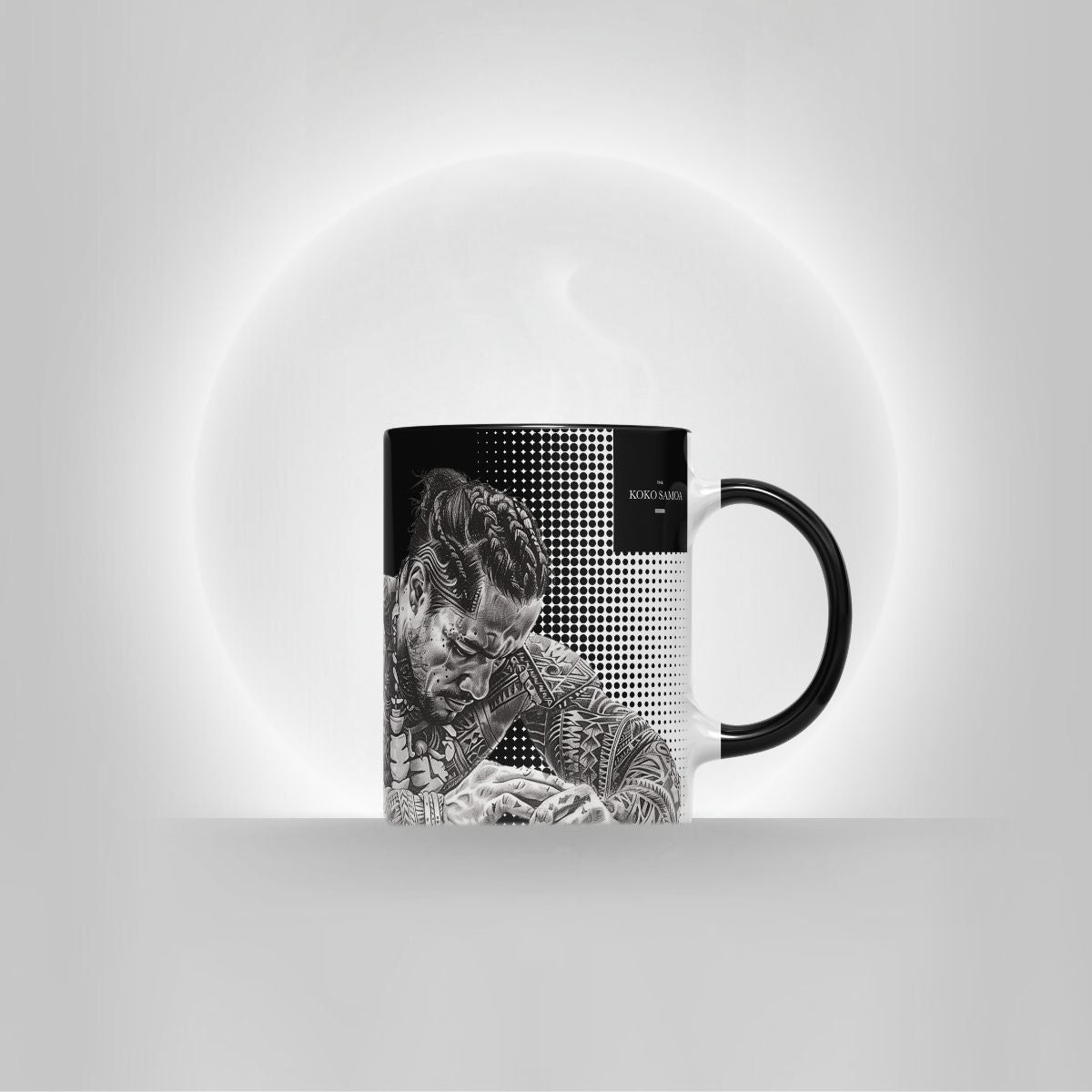 Black LimaLuxe™ 325ml mug featuring Toa design, perfect for hot beverages in AU/NZ.