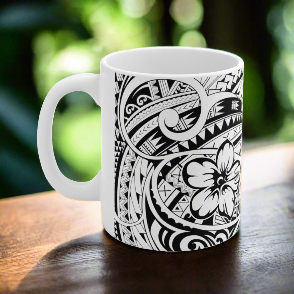 White LimaLuxe™ 325ml Bloom mug by Prima Printing, featuring a floral design, perfect for hot drinks.