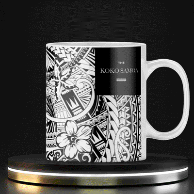 White LimaLuxe™ 325ml Bloom mug by Prima Printing, featuring a floral design, perfect for coffee or tea.