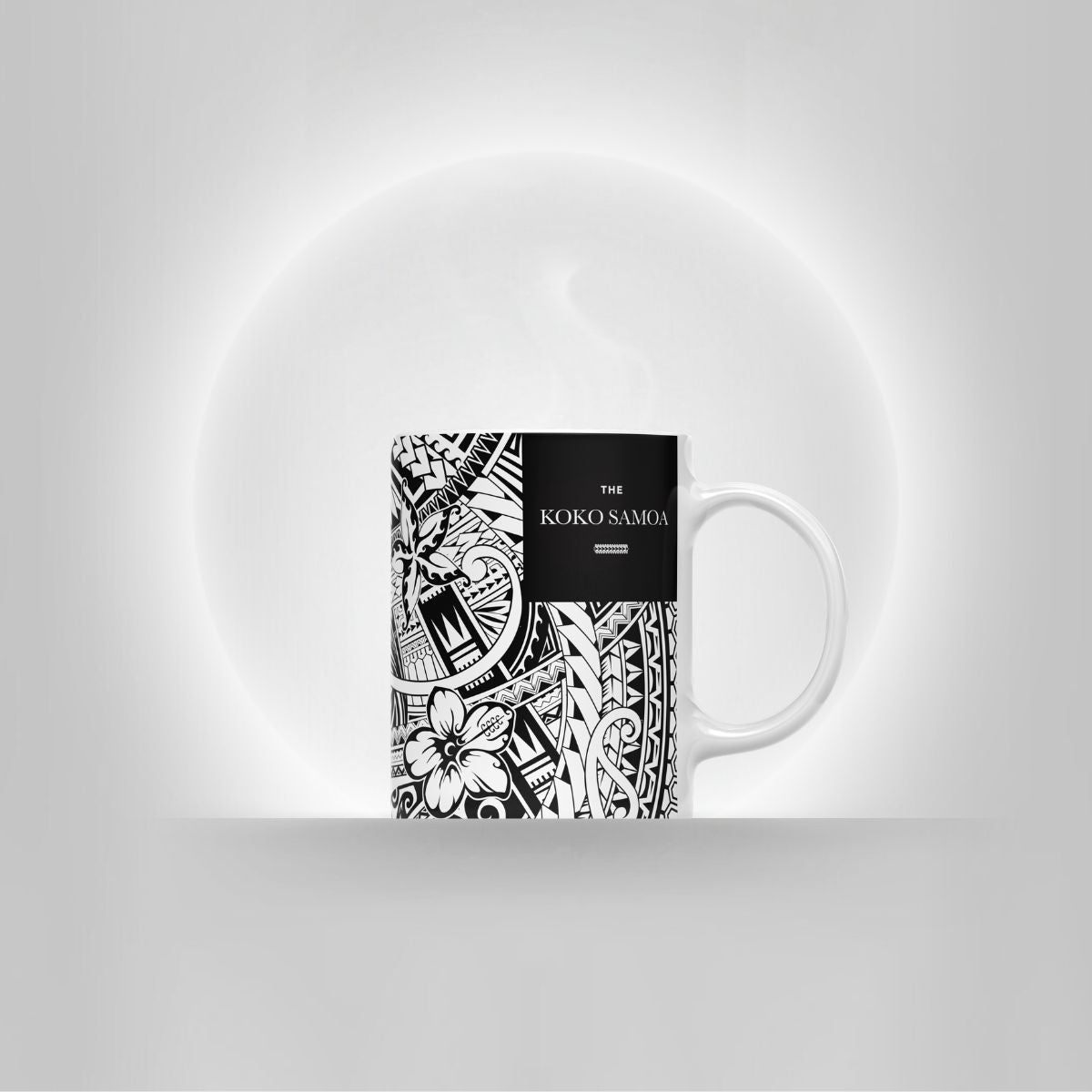 White LimaLuxe™ 325ml mug with a floral bloom design by Prima Printing, perfect for hot beverages.