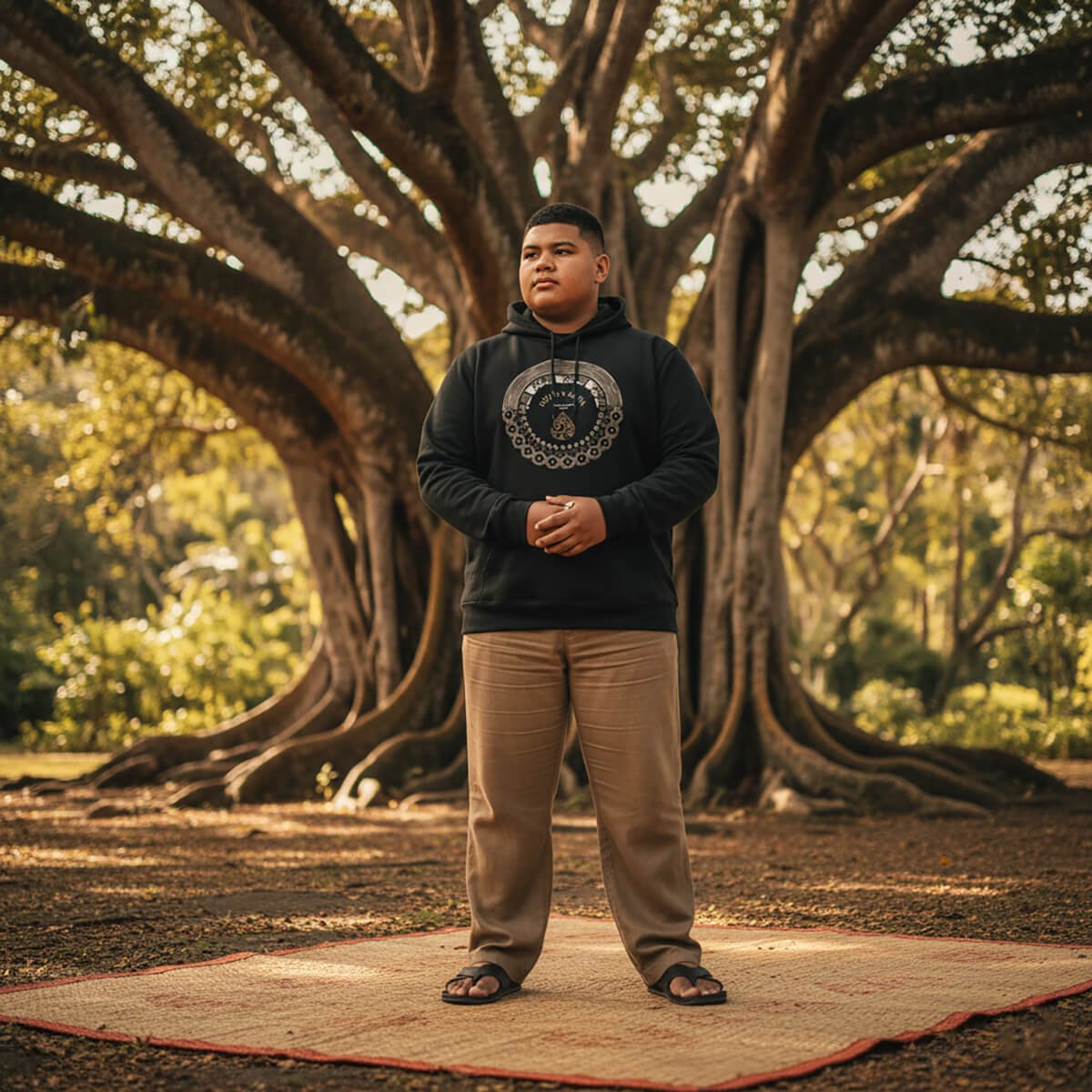 Black kids hoodie from The Print Bar featuring PasifikaOne Aotearoa Samoa design, suitable for AU, NZ, and USA.