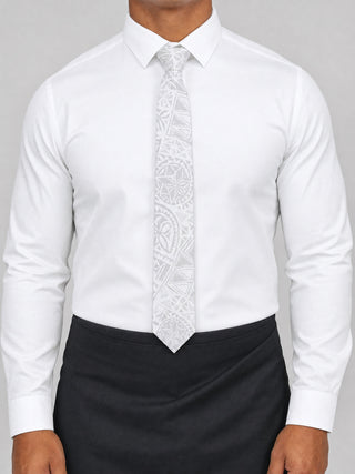 Necktie - White Sunday on a light grey studio background