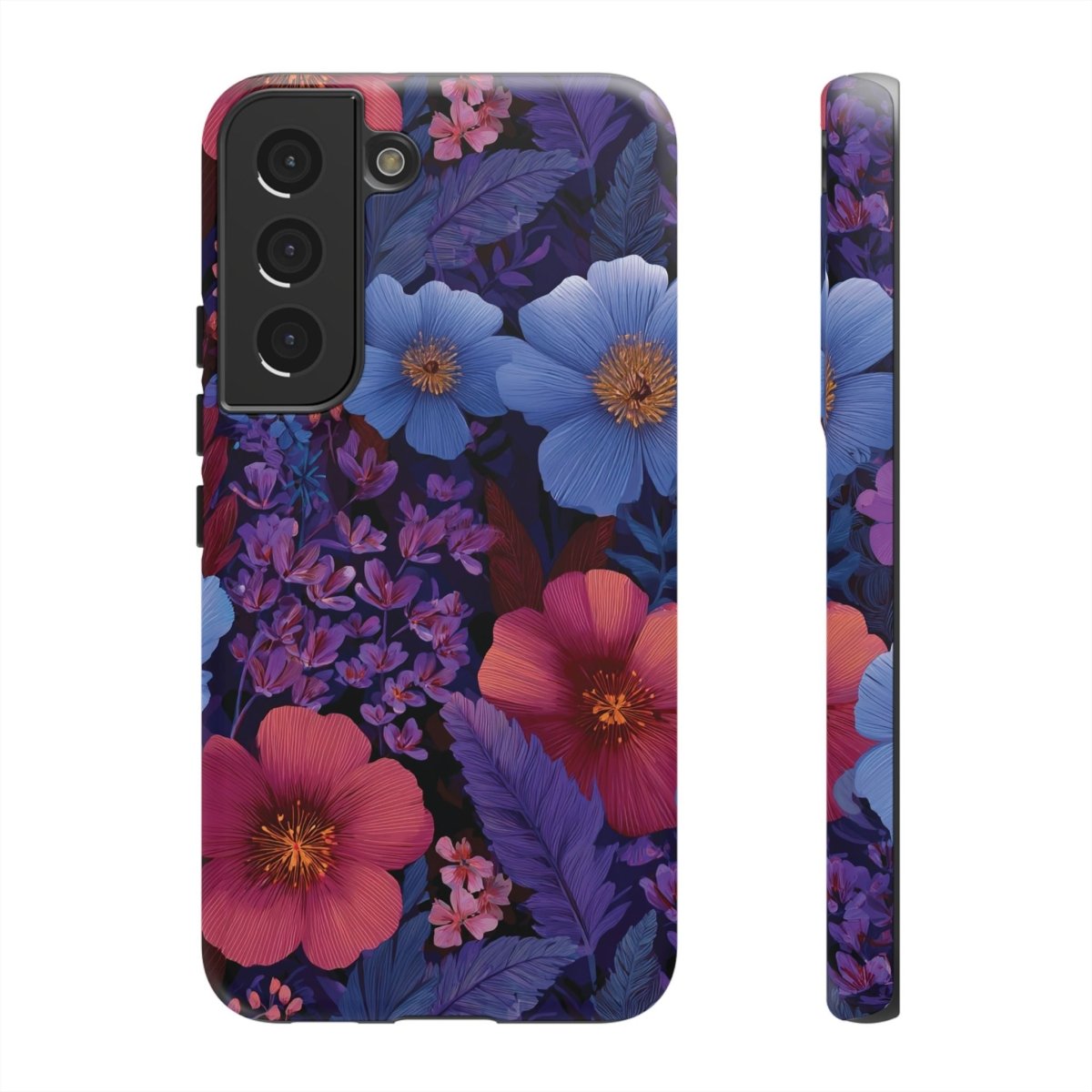 Samsung Tough Phone Case by WOYC in Lavender Tropics design, featuring durable protection and vibrant tropical pattern.