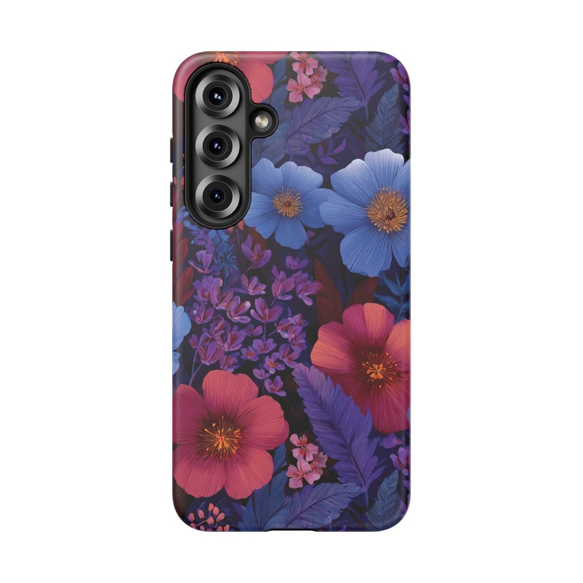 Samsung Tough Phone Case by WOYC in Lavender Tropics design, showcasing a durable protective cover for Galaxy phones.