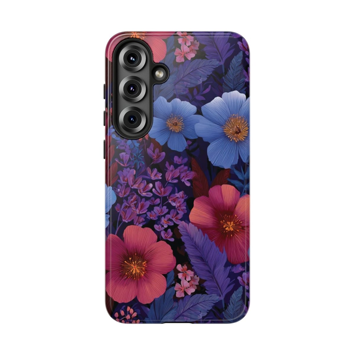Samsung Tough Phone Case in Lavender Tropics by WOYC, featuring a durable design with tropical floral pattern.