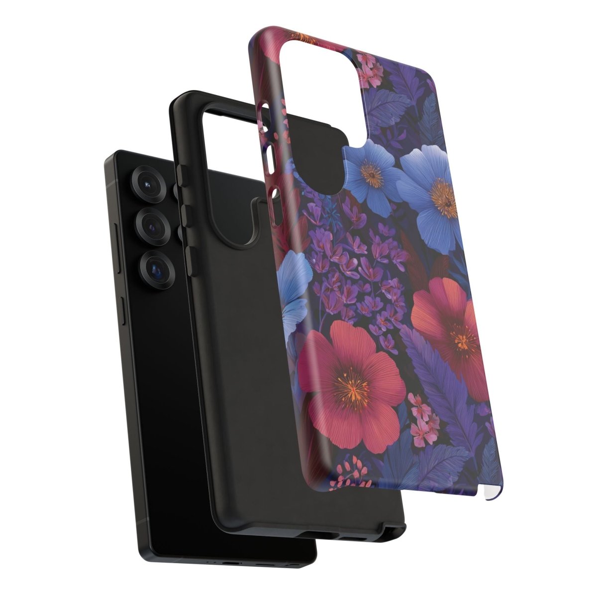 Samsung Tough Phone Case in Lavender Tropics by WOYC, featuring a durable design for Galaxy phones in vibrant tropical pattern.