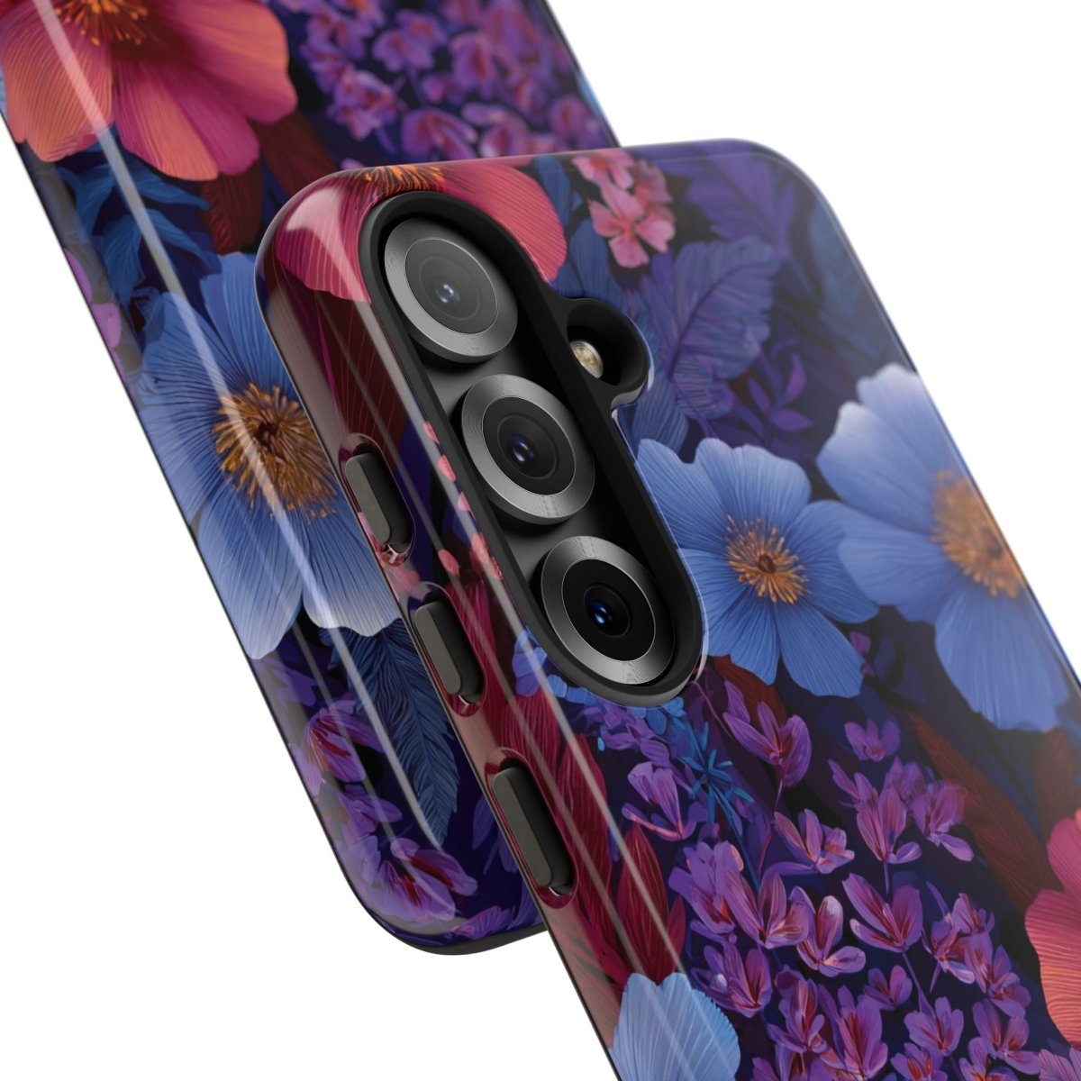 Samsung Tough Phone Case in Lavender Tropics by WOYC, designed for durability and style, with tropical pattern details.