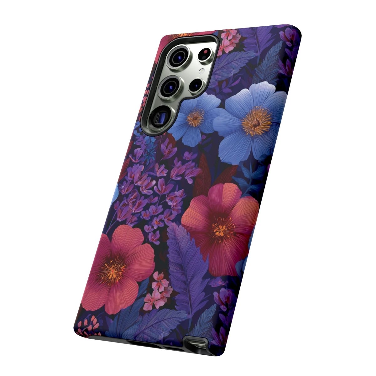 Samsung Tough Phone Case by WOYC in Lavender Tropics design, showcasing a durable protective cover for smartphones.