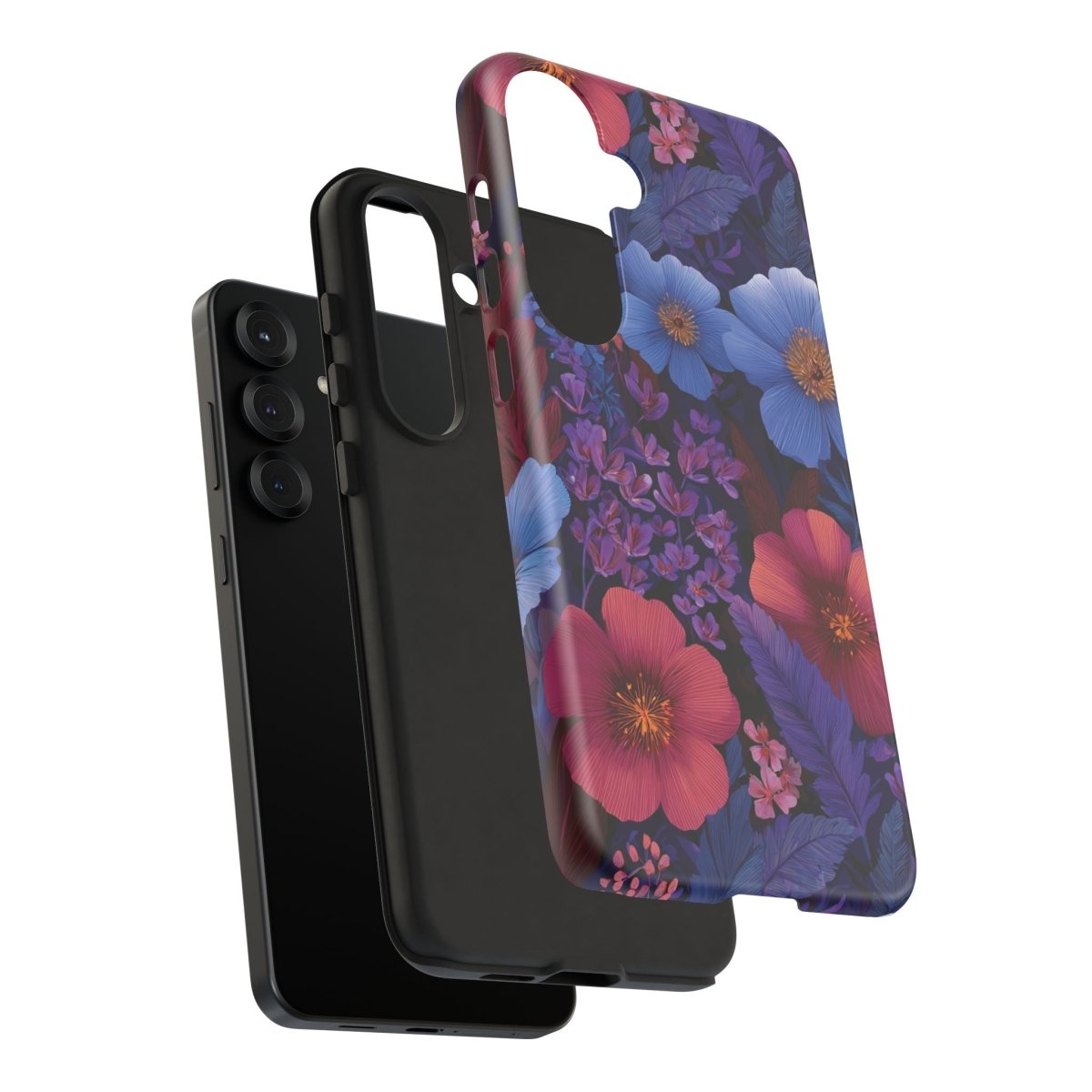 Samsung Tough Phone Case in Lavender Tropics by WOYC, showcasing durable protection and vibrant tropical design.