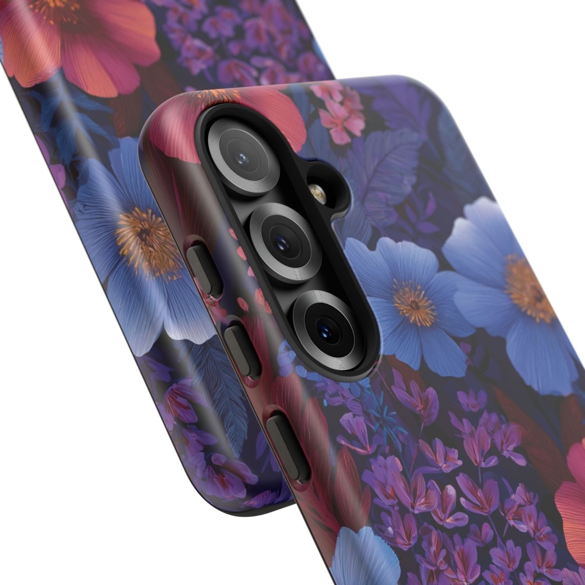 Samsung Tough Phone Case by WOYC in Lavender Tropics design, durable cover for Samsung smartphones with tropical pattern.