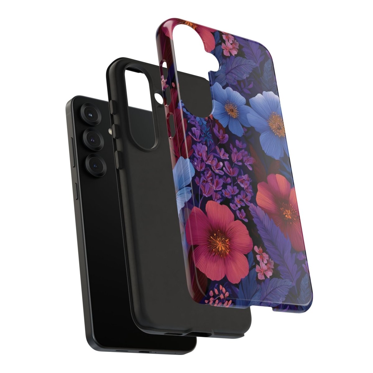 Samsung Tough Phone Case by WOYC in Lavender Tropics, featuring a durable design and tropical pattern for Galaxy phones.