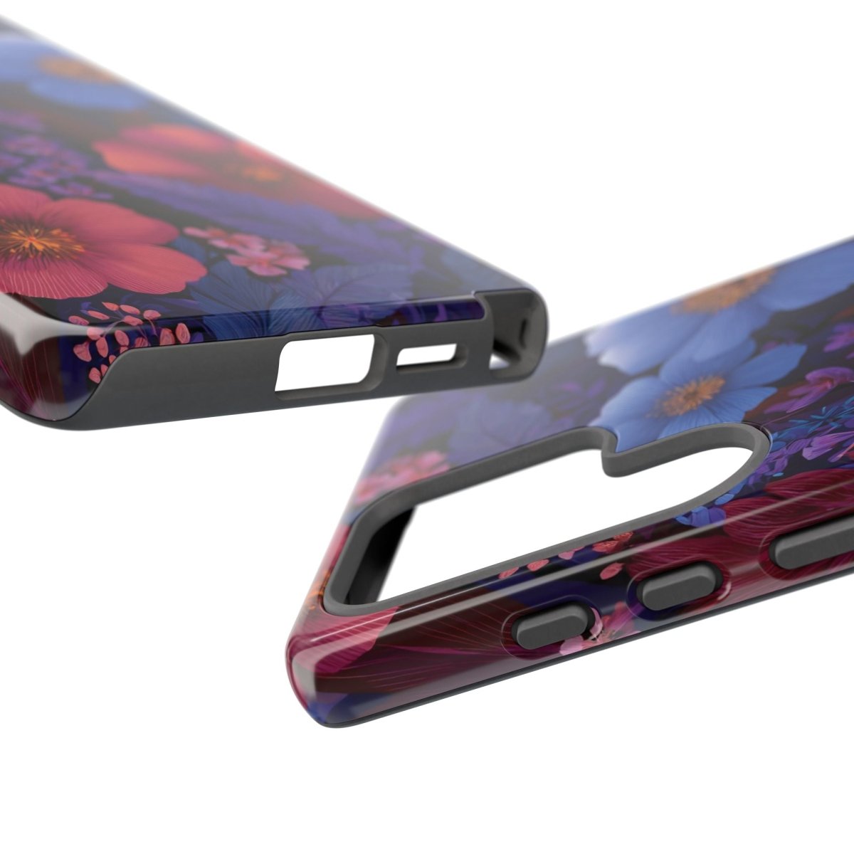 Samsung Tough Phone Case by WOYC in Lavender Tropics, rugged protective case for Samsung smartphones, tropical design visible.