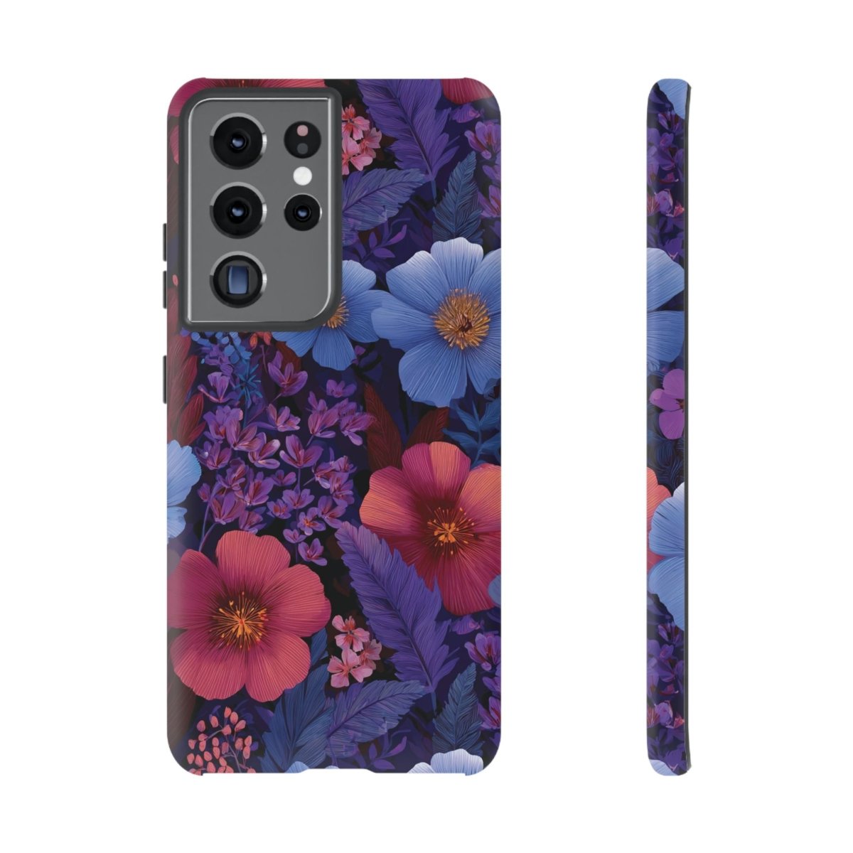Samsung Tough Phone Case in Lavender Tropics by WOYC, protective rugged cover for Galaxy phones with tropical design.