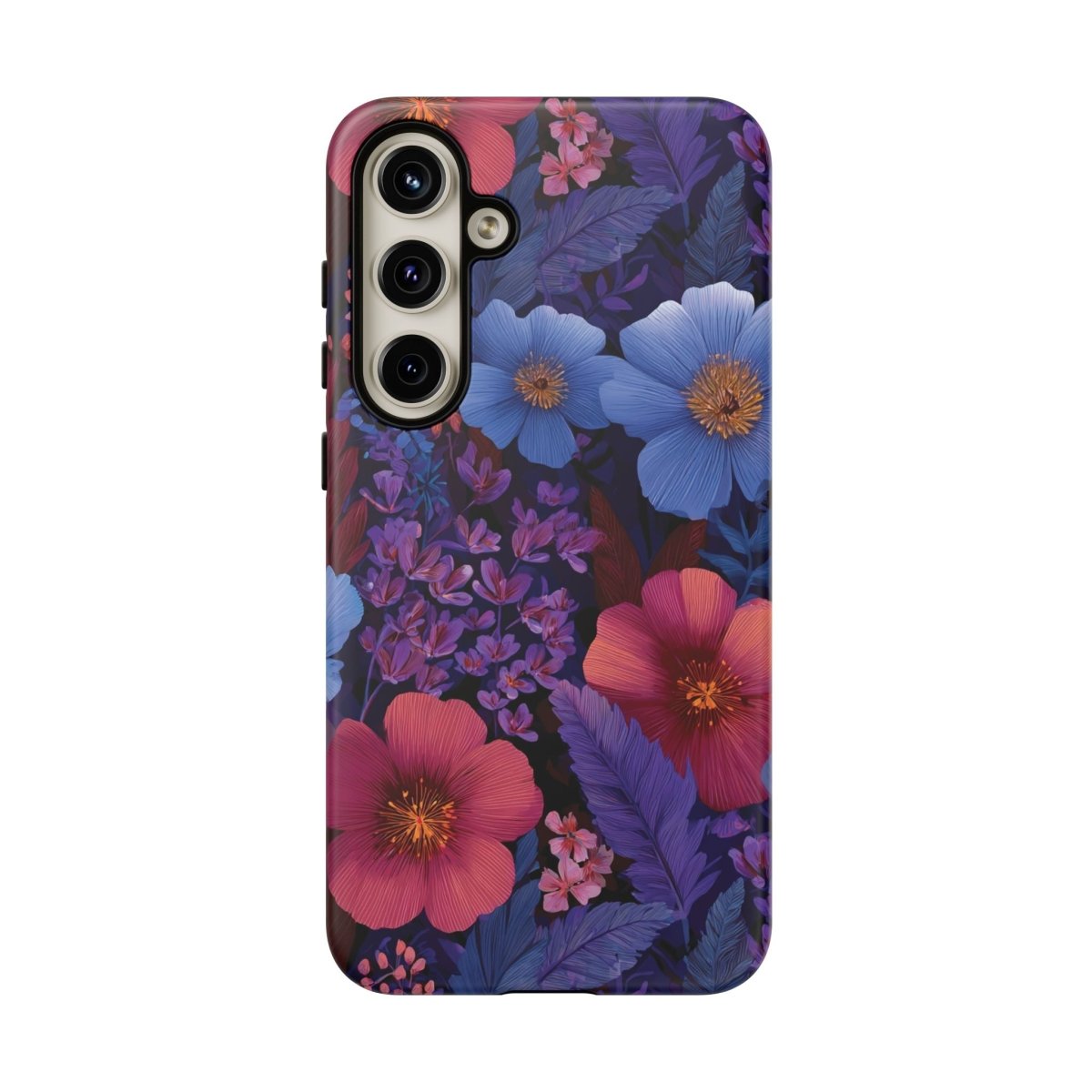 Samsung Tough Phone Case in Lavender Tropics by WOYC, featuring rugged design and tropical pattern for Galaxy phones.