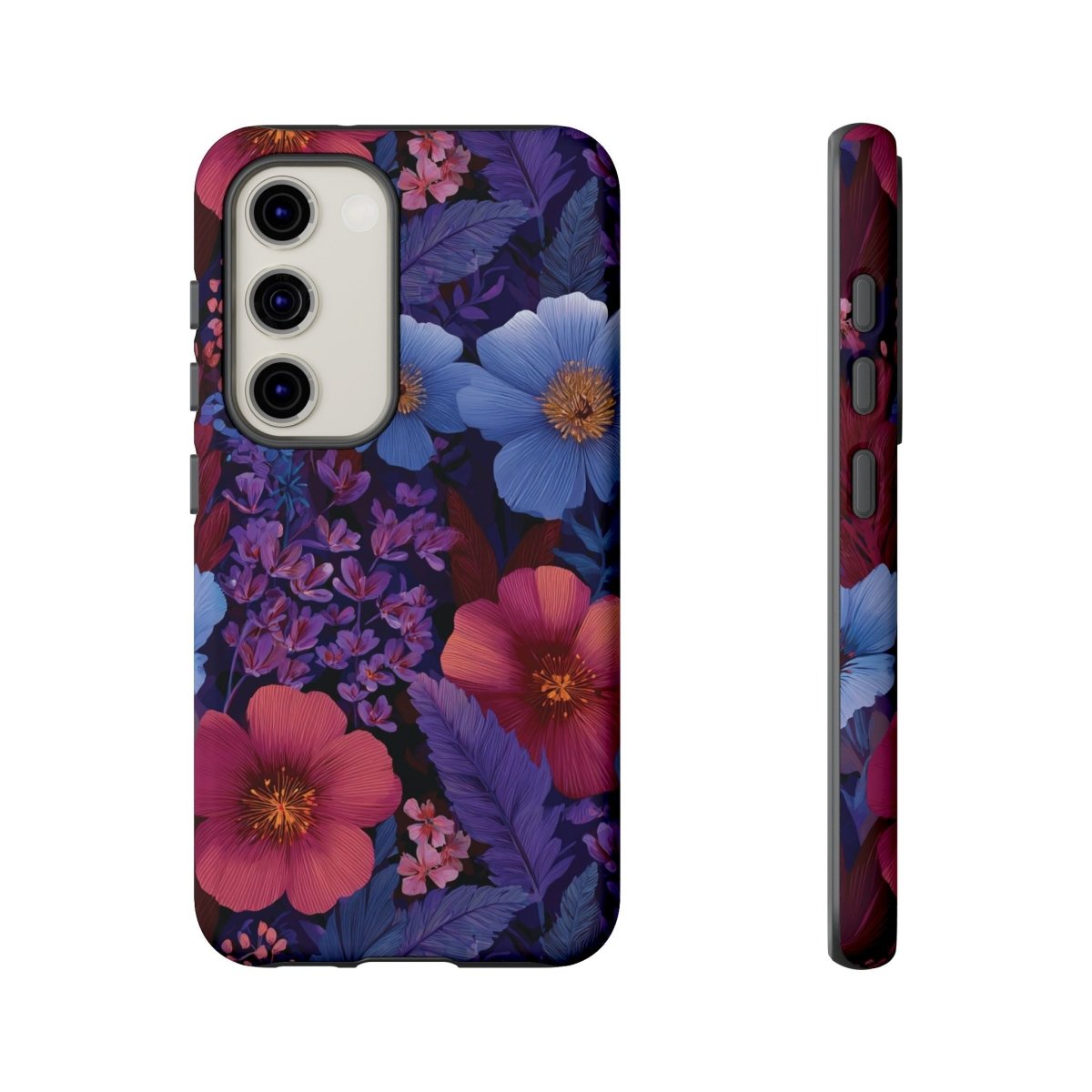 Samsung Tough Phone Case in Lavender Tropics by WOYC, featuring a durable design with tropical print for Samsung smartphones.